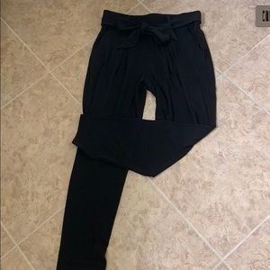 Express Paper Bag Waist Dressy Pants- Black, Small